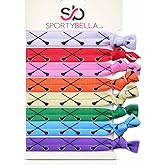 Multi-Colored Hair Ties with Lacrosse Design for Girls - No Crease Ponytail Elastics for Lacrosse Players (8 pcs) - by SPORTYBELLA