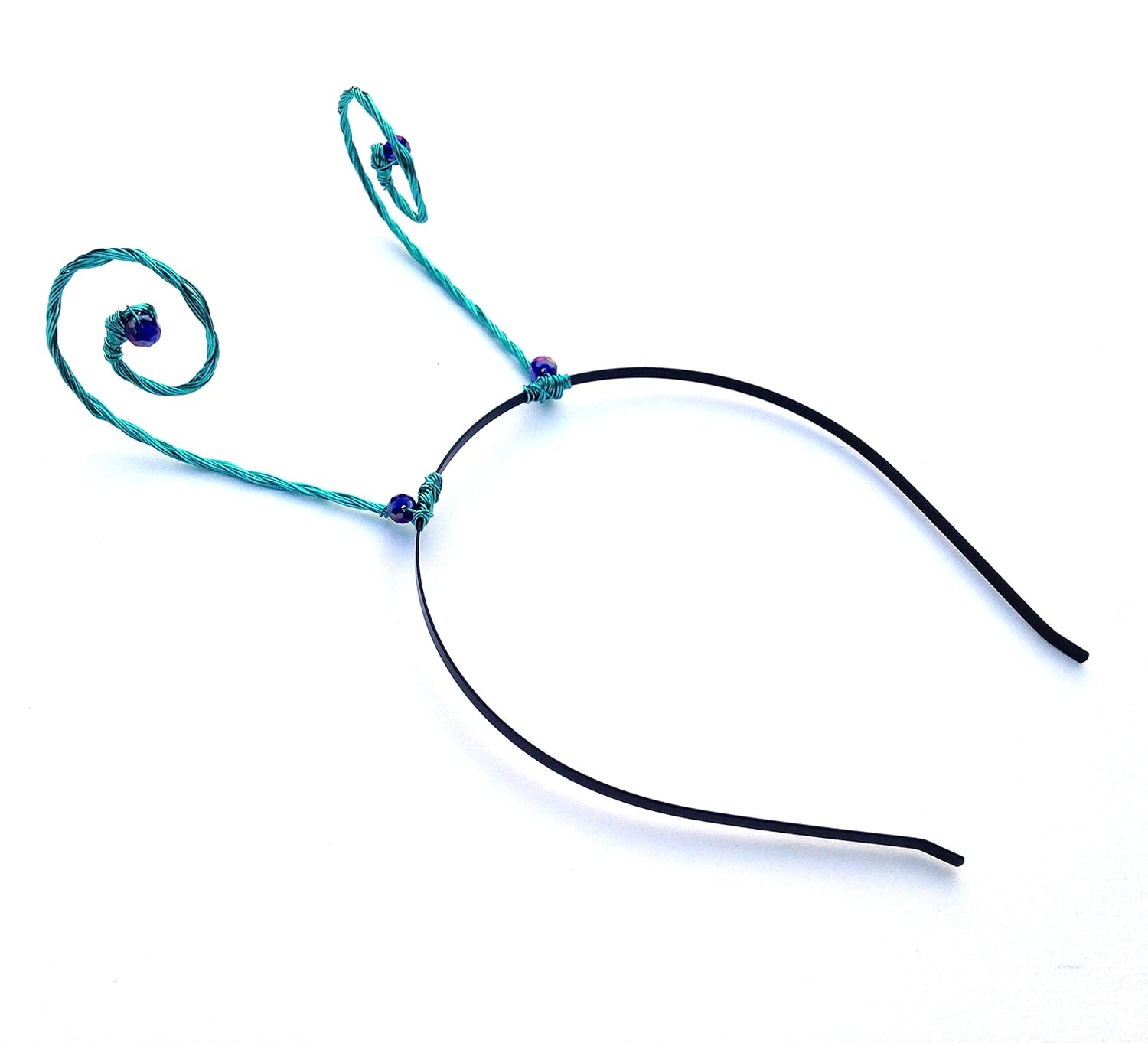 Curly Teal Antenna Headband With Blue Crystals Amazon.co.uk Handmade
