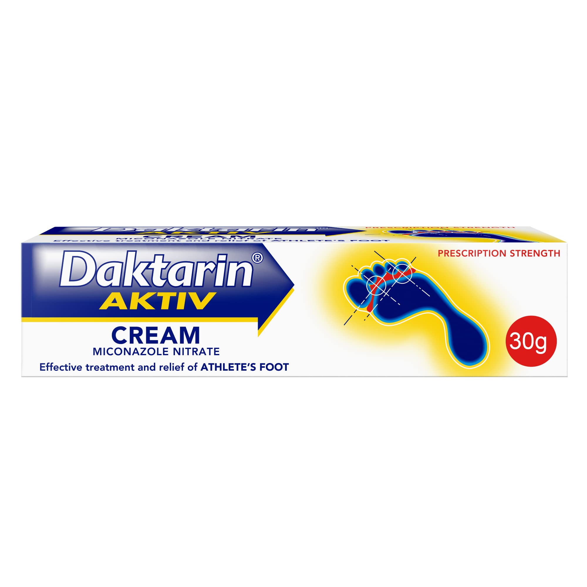 Daktarin Aktiv Cream (1x 30g), Help Treat your Athelete's Foot with Fungus Foot Treatment, Suitable for Cracked and Itchy Skin