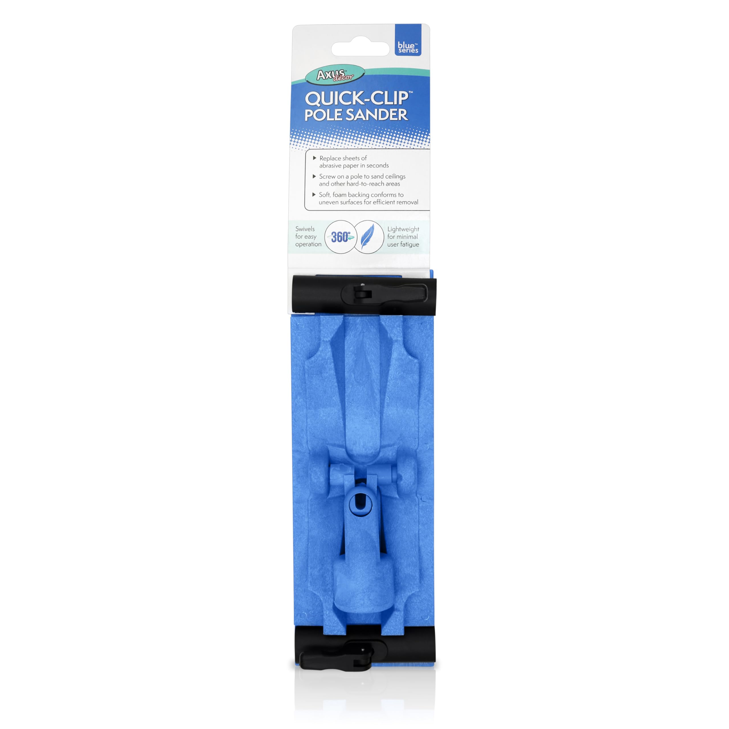 Axus Decor Quick-Clip Pole Sander (Blue Series) 360 Degree Swivel Ability Poler Sander Head Compatible with All Abrasive Paper & Fits Most Extension Pole for Professional Contractor & DIY Enthusiasts