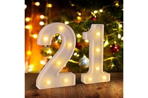 FUNSKY 21st Birthday Decorations for Her Him,21st Birthday Centerpieces Table Decorations for Women Men,Light Up Numbers 21 Sign for Party Backdrop Wall Decor for 21 Wedding Anniversary Decoration