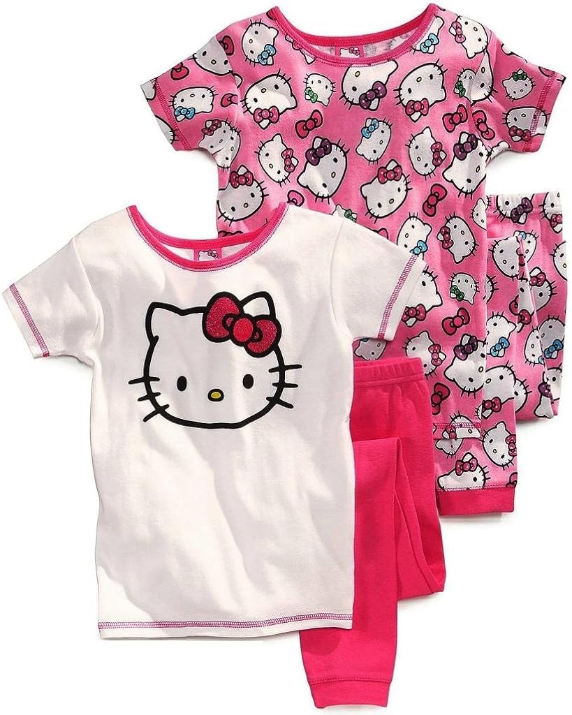 Hello Kitty Girl's Pajama Set 2Pack (4 Pc), 8, Pink Clothing