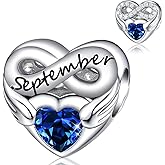 FOREVER QUEEN Birthstone Charms for Charms Bracelet- 925 Sterling Silver Love Heart Beads Infinite Love Charms, Happy Birthday Charms for Bracelet and Necklace