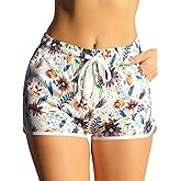 boruizhen Women's Swim Board Shorts Quick Dry Beach Shorts High Waisted Summer Bathing Suit Bottoms with Pocket
