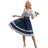 Populus Oktoberfest Dirndl Dress Costume for Women German Traditional Bavarian Printed Outfits