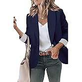 Genhoo Blazer Jackets for Women Open Front Long Sleeve Work Office Casual Blazers with Pockets S-2XL