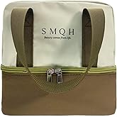 Erizhaltic Insulated Lunch Bag For Both Women Men, Double Deck Lunch Box with Durable Handle, Reusable Large Capacity Lunchbox for Office & Outdoors, Avocado Green