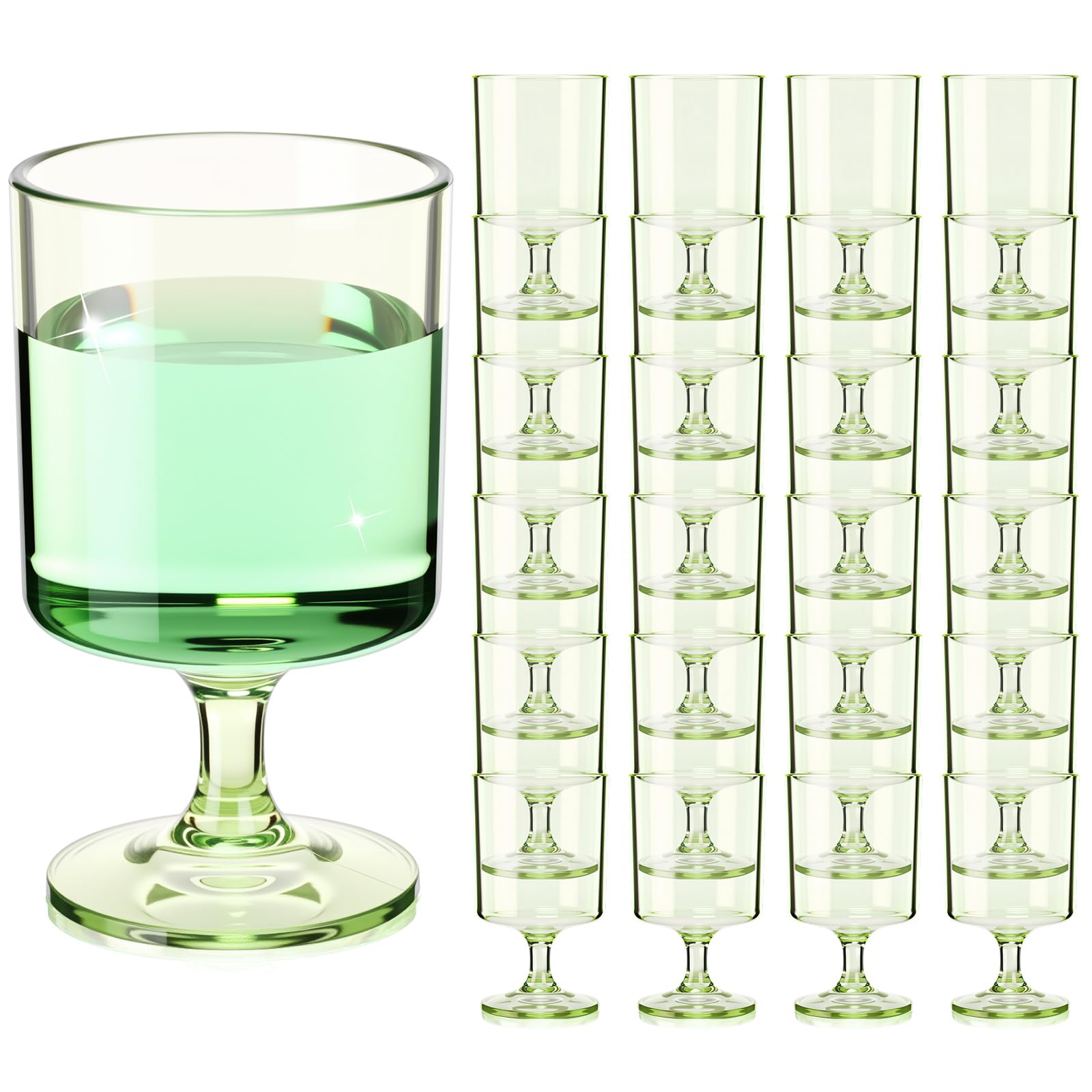 Photo 1 of Singhoow 48 Packs 8oz Acrylic Reusable Plastic Wine Glasses Bulk Wedding Disposable Short Stem Christmas Thanksgiving Party Goblet Cup Vintage Unbreakable Cocktail Drink Bars Stemware (Sage Green)