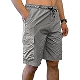 Southpole Mens Tech Woven Nylon Cargo Shorts, Quick Dry, Lightweight, Adjustable Waist