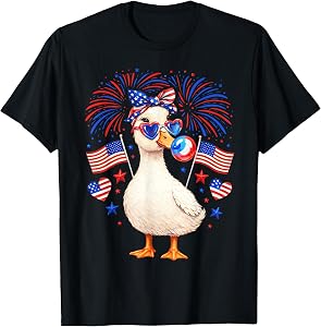 4th of July Goose Fireworks Patriotic Girl Women Kid T-Shirt
