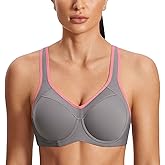 SYROKAN Women's Full Support High Impact Racerback Lightly Lined Underwire Sports Bra