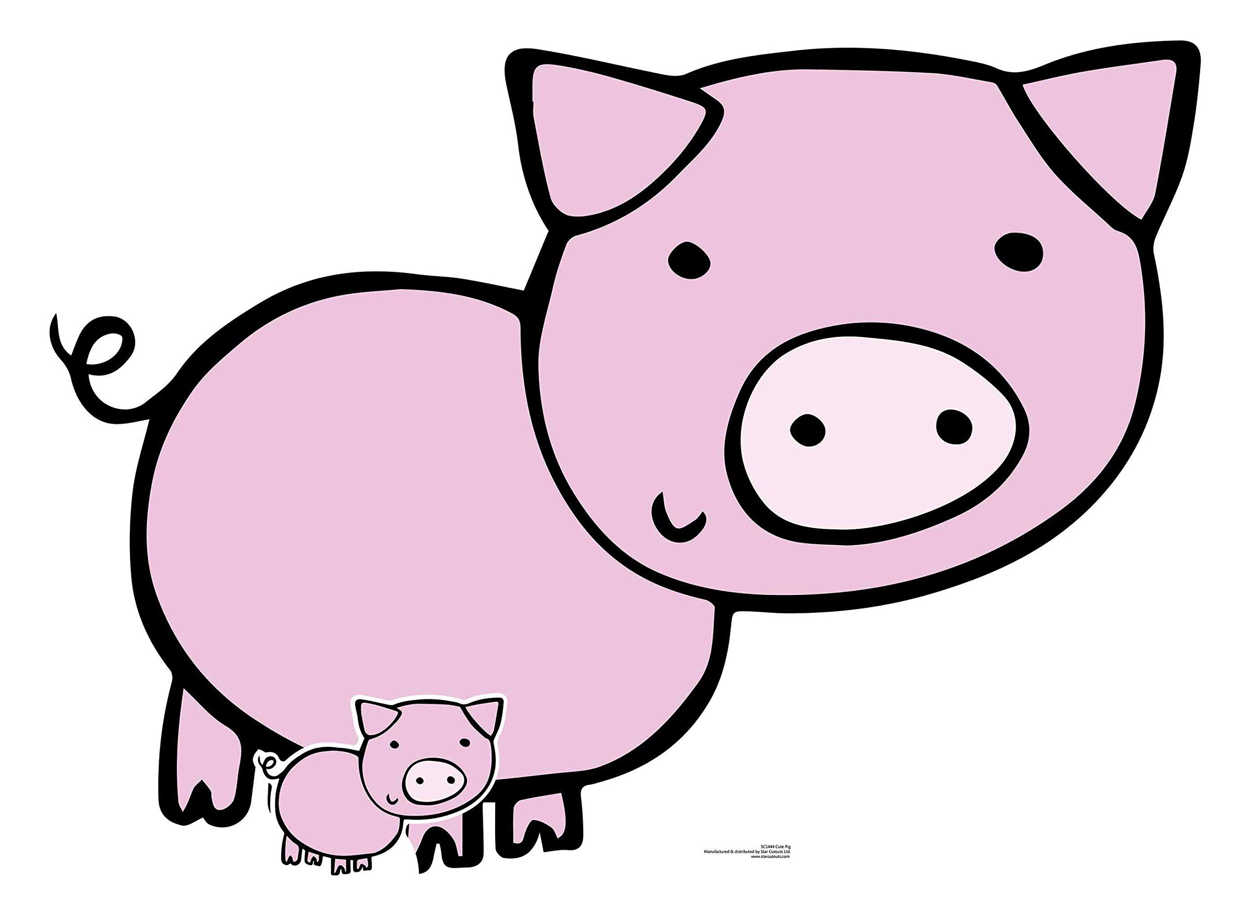 STAR CUTOUTS SC1444 Cute Pig Farmyard Animal Cardboard Cut Out Height 89cm - Ideal for Animal Theme, Parties, Birthdays & Fans, Room Decorations & Events