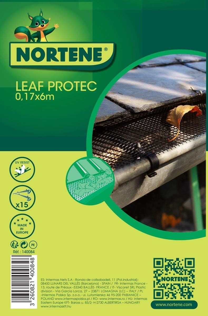 NORTENE 140084 6 M x 17 cm, diseño de Hojas Protector de canaletas ...