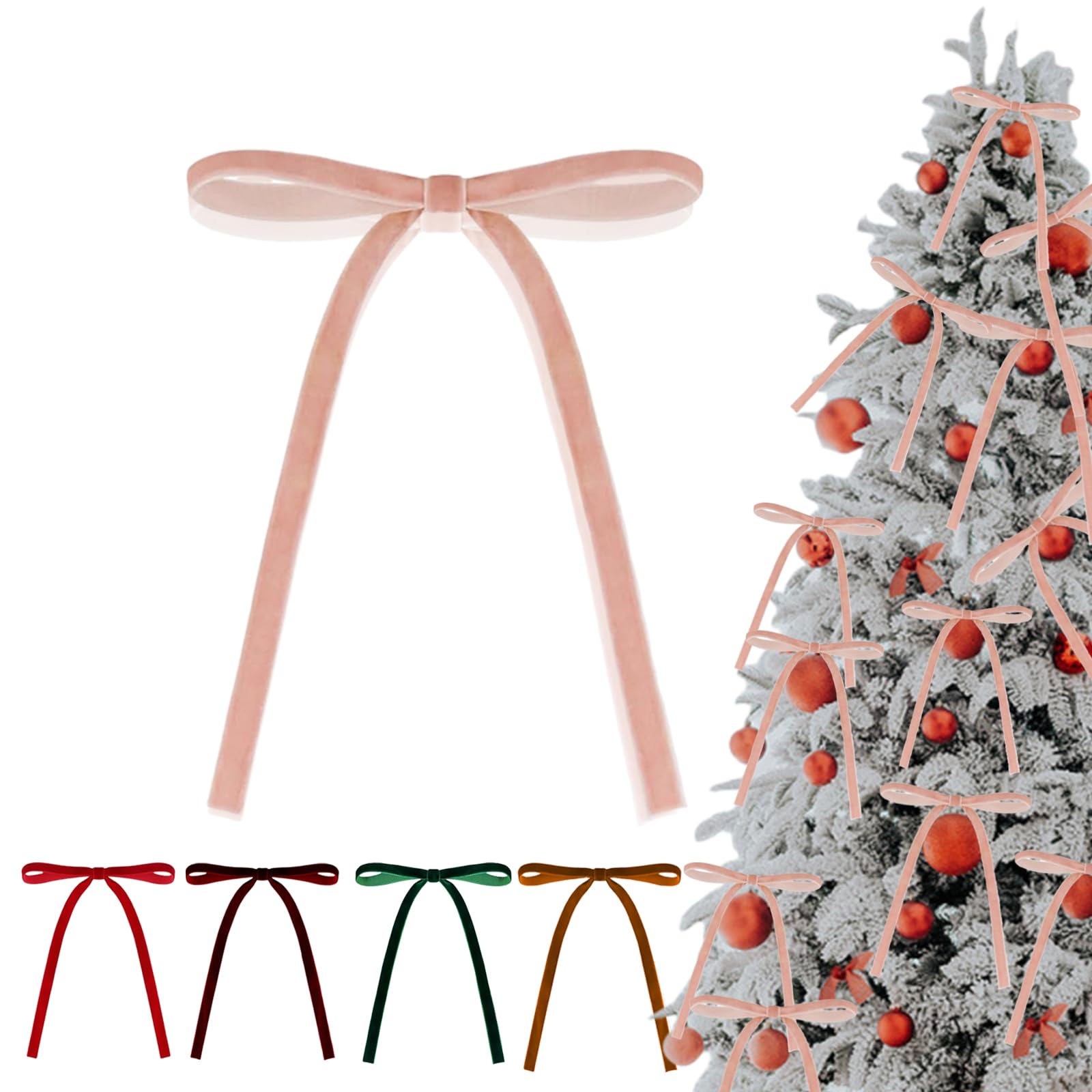 36P Christmas Pink Velvet Bows,5x7in Christmas Tree Bows with Twist Ties,Vintage Wedding Pink Velvet Ribbon Gift Bow,Velvets Bow for Xmas Wreaths Garland Velvets Ribbon Bowfor Holiday Xmas Tree Décor