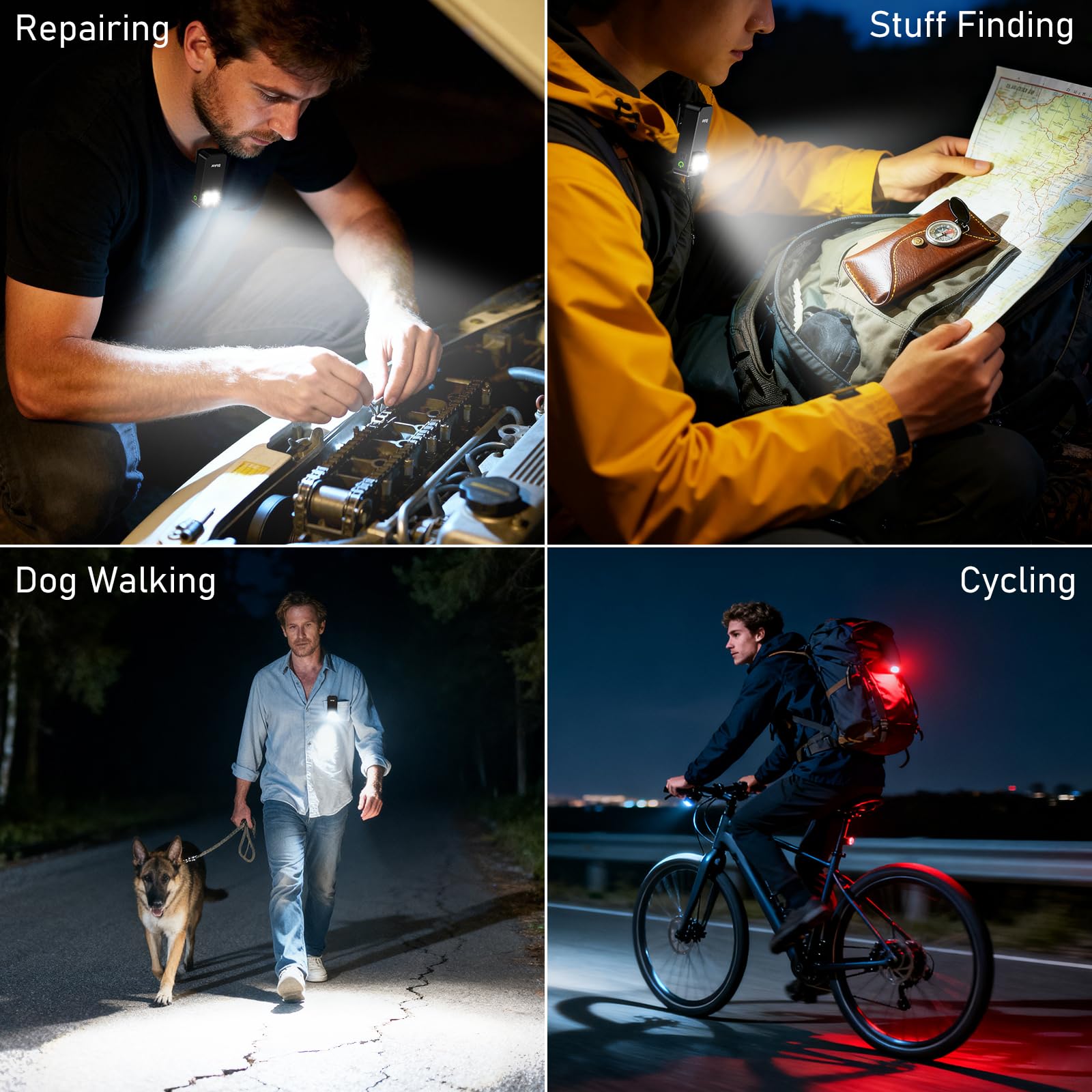 Blukar Taschenlampe LED Aufladbar, 800L Mini Clip LED Taschenlampen mit Flutlicht & Spotlicht & Rotlicht, EDC Hell Flashlight mit 5 Lichtmodi, Wasserdicht und Lange Dauer für Camping Outdoor Notfäll 9