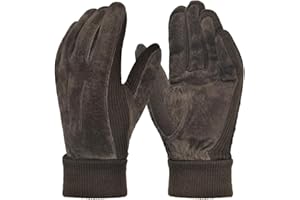 Harssidanzar Suede Winter Gloves For Men Thermal Wool Fleece Lined SM045CA