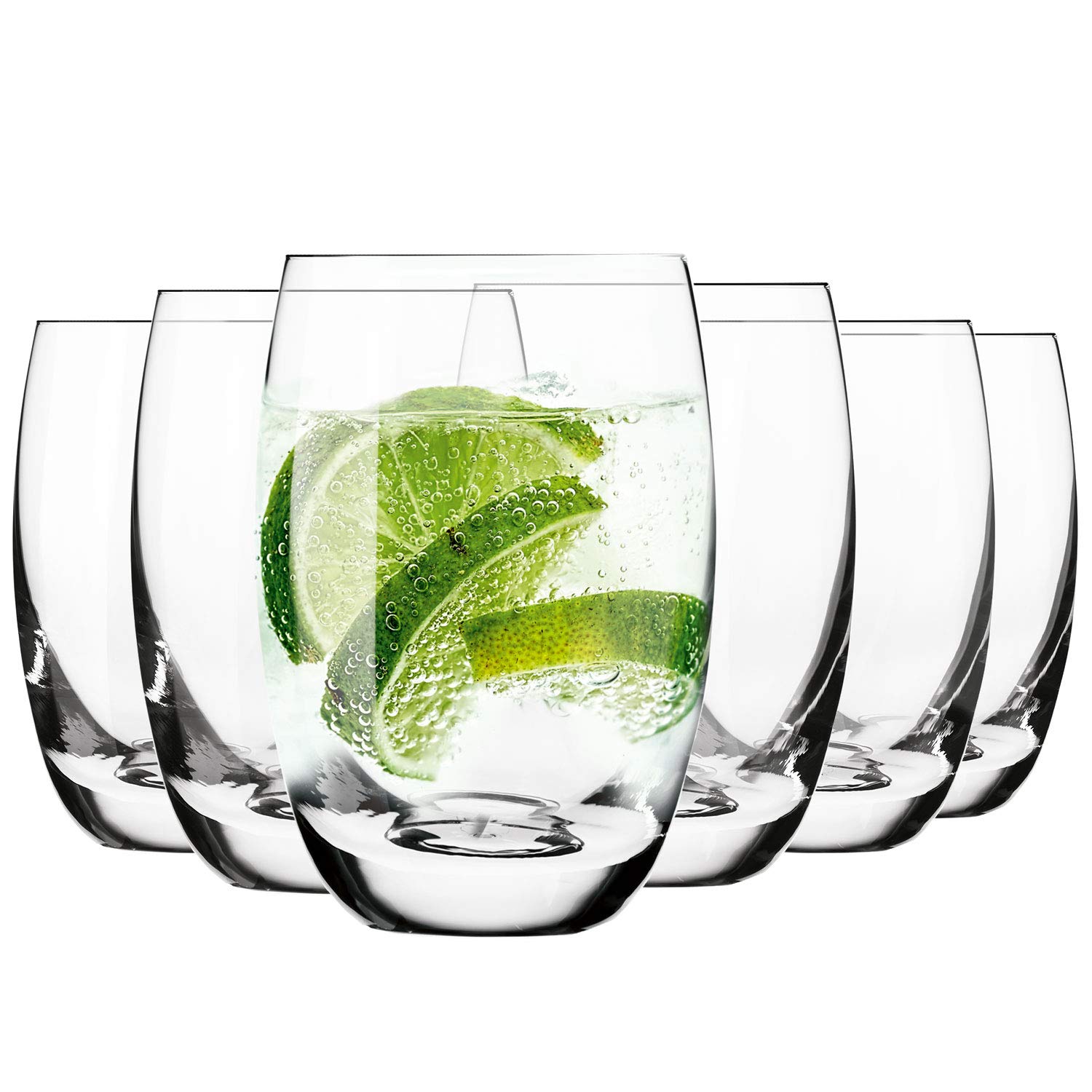 Krosno Elite Highball Glasses | Set of 6 | 440 ml | Lead-Free Crystal Drinking Glasses for Water, Juice & Cocktails, Clear Tall Tumblers | Dishwasher Safe, Made in Europe