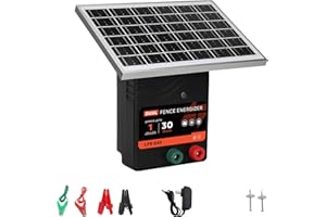 L-FENCE LYDITE FENCE LYDITE 30 Miles Solar Electric Fence Charger, 1 Joule Portable Solar Fence Charger, Solar Electric Fence Kit, with 10W Solar Panel for Livestock, Preventing Predators from Intruding