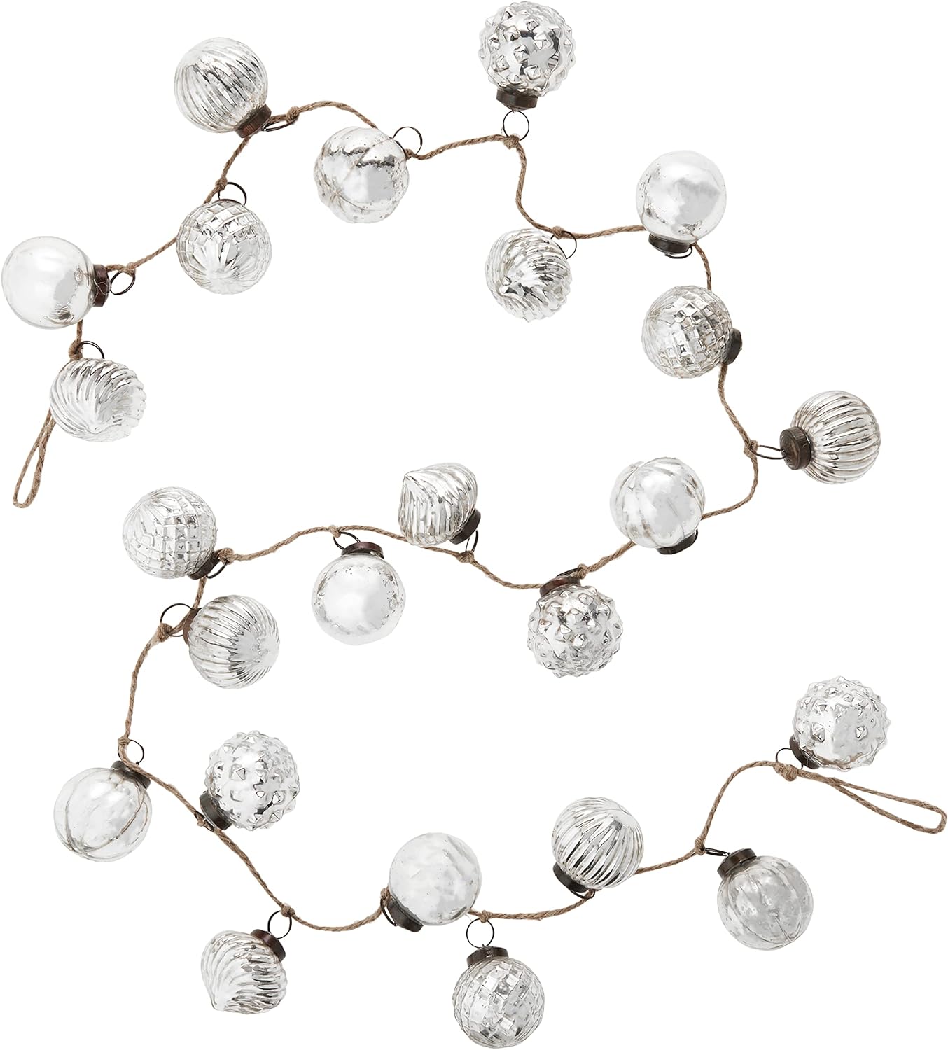 Wreaths, Garlands & Swags - Creative Co-Op Embossed Mercury Glass Ornamental Garland, 72 Inch, Antique Silver