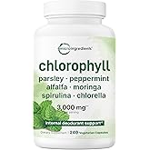 Micro Ingredients Chlorophyll Super Greens Complex | 240 Veggie Capsules with Parsley, Moringa, Spirulina, Chlorella, & More | Gluten-Free, No Additives