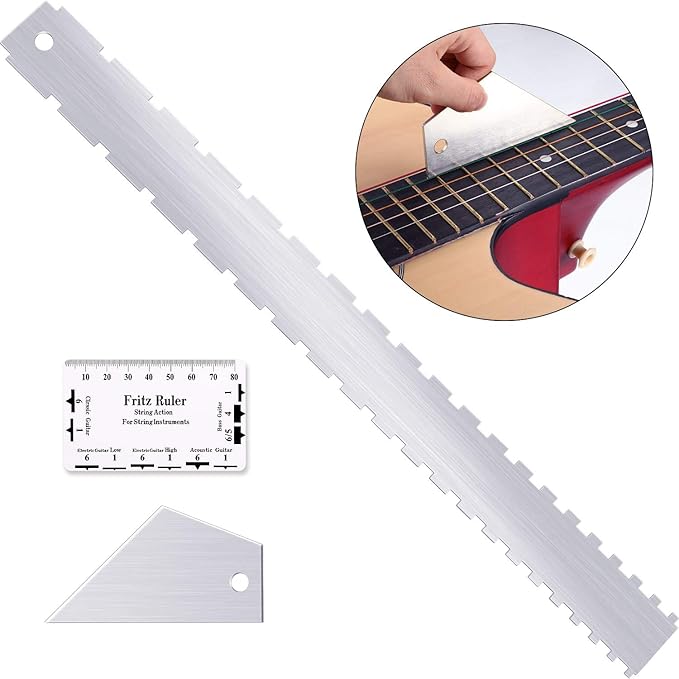 Set of 3, Notched Straight Edge Guitar Luthiers Tool, String Action