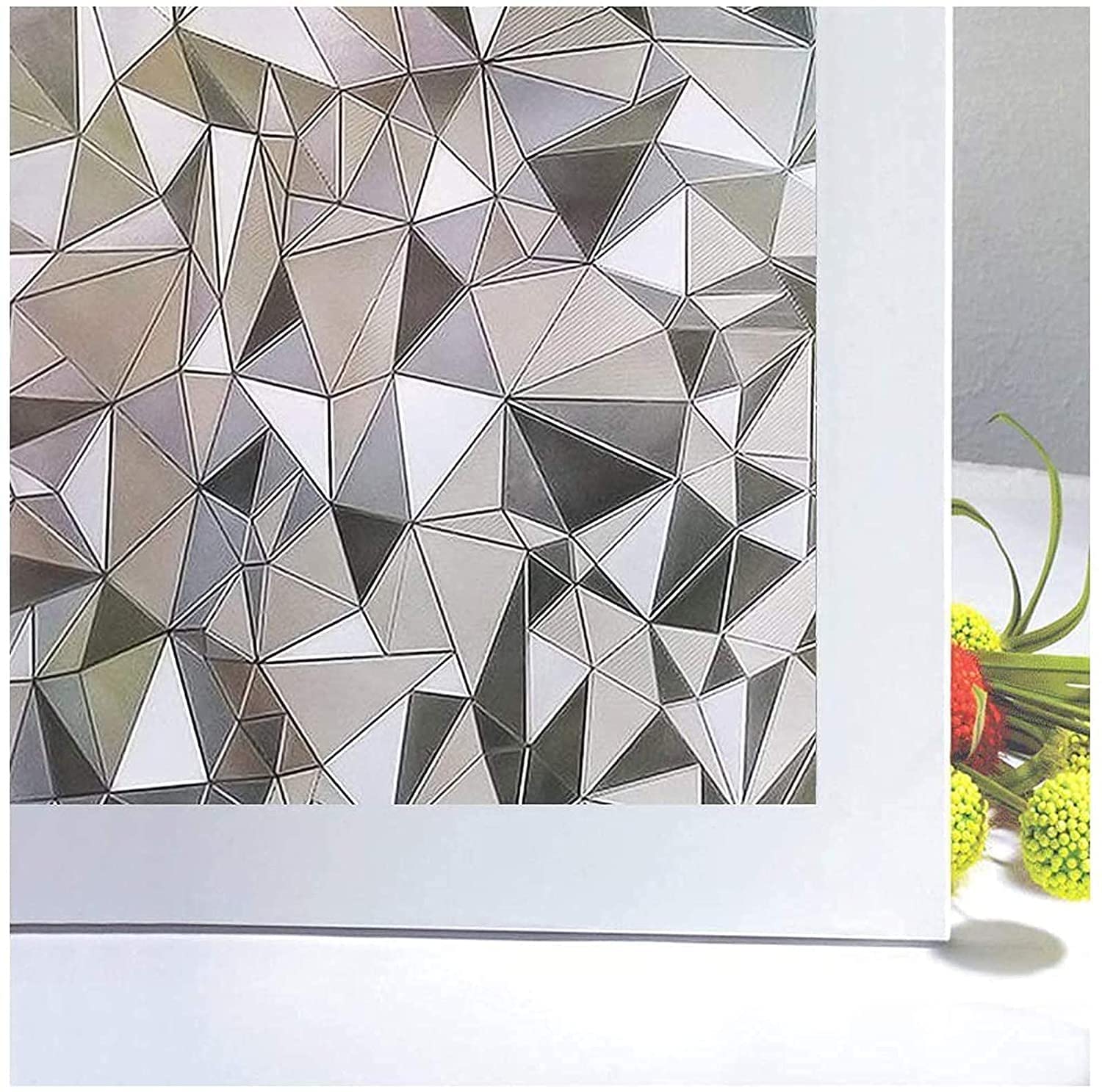 Niviy 3D No Glue Static Cling Window Films Privacy Cut Glass Window Sticker for Bathroom Office Kitchen Window Decor 35.4"x 157"