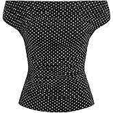 CIDER Women's Polka Dot Top Going Out Crop Tank Tops Boat Neck Ruched Summer Tops Trendy Cute Y2K Outfits