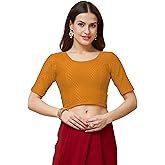 Stretchable Cotton Readymade Saree Blouse for Women | Soft Fit Top | Suitable Under Formal Outfits, Blazer or Shirt