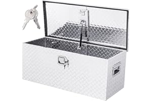 KING CHAO FOO 36 Inch Heavy Duty Aluminum Truck Bed Tool Box, Diamond Plate ToolBox with Side Handle and Lock Keys, Storage Organizer,Chest Box for Pick Up Truck RV Trailer, Sliver
