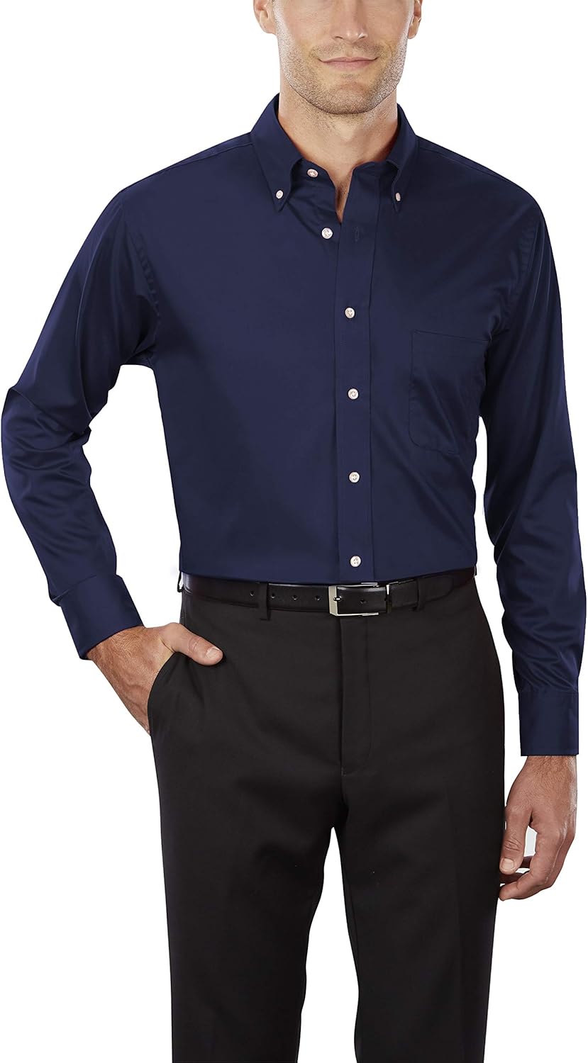 Van Heusen Mens Dress Shirts Regular Fit Twill Solid Button Down Collar at  Men’s Clothing store