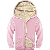 Rousytn Unisex Boys Girls Sherpa Lined Fleece Jacket Hoodie Kids Warm Winter Zip Up Hooded Sweatshirt Jackets Coat 4-15Y