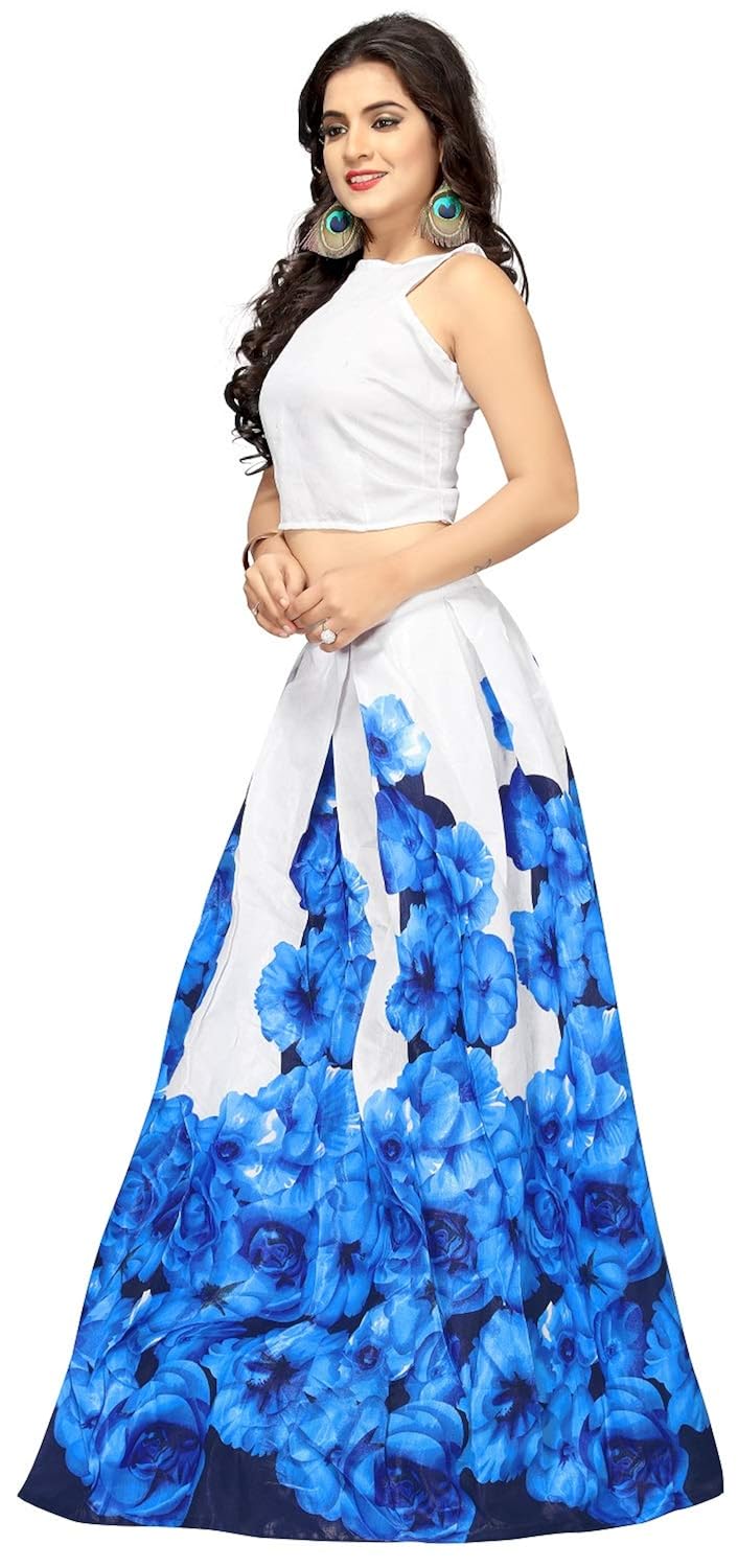 nena fashion women's floral printed silk semi-stitched lehengha choli