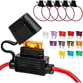 5 Pack 12 AWG Inline Fuse Holder, Waterproof in Line Fuse Holder with 100Pcs Standard Blade Fuse with 60 Pcs(2A, 3A, 5A, 7.5A