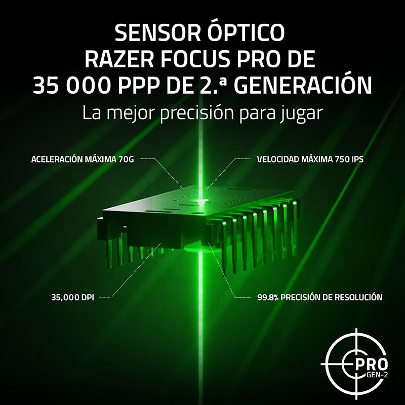 Basilisk V3 Pro 35K - Rato de Gaming Ergonómico Sem Fios Totalmente Personalizável com RGB Cromático - Sensor Ótico 35K (Volante Configurável, 13 Controlos Personalizáveis) Branco