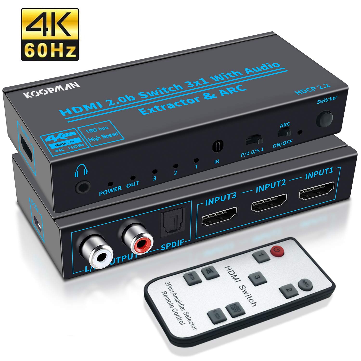 Dolby Truehd Dts Audio Koopman 4k 60hz Hdmi 2 0 Switcher Audio Extractor Splitter With Remote Optical Spdif Hdmi Switch 3 In 1 Out Analog Rca Stereo Audio Converter 3d Support Arc Cec Hdcp2 2 Selector Dolby Truehd Dts Audio Koopman 4k 60hz Hdmi 2 0 Switcher Audio Extractor Splitter With Remote Optical Spdif Hdmi Switch 3 In 1 Out Analog Rca Stereo Audio Converter 3d Support Arc Cec Hdcp2 2 Selector