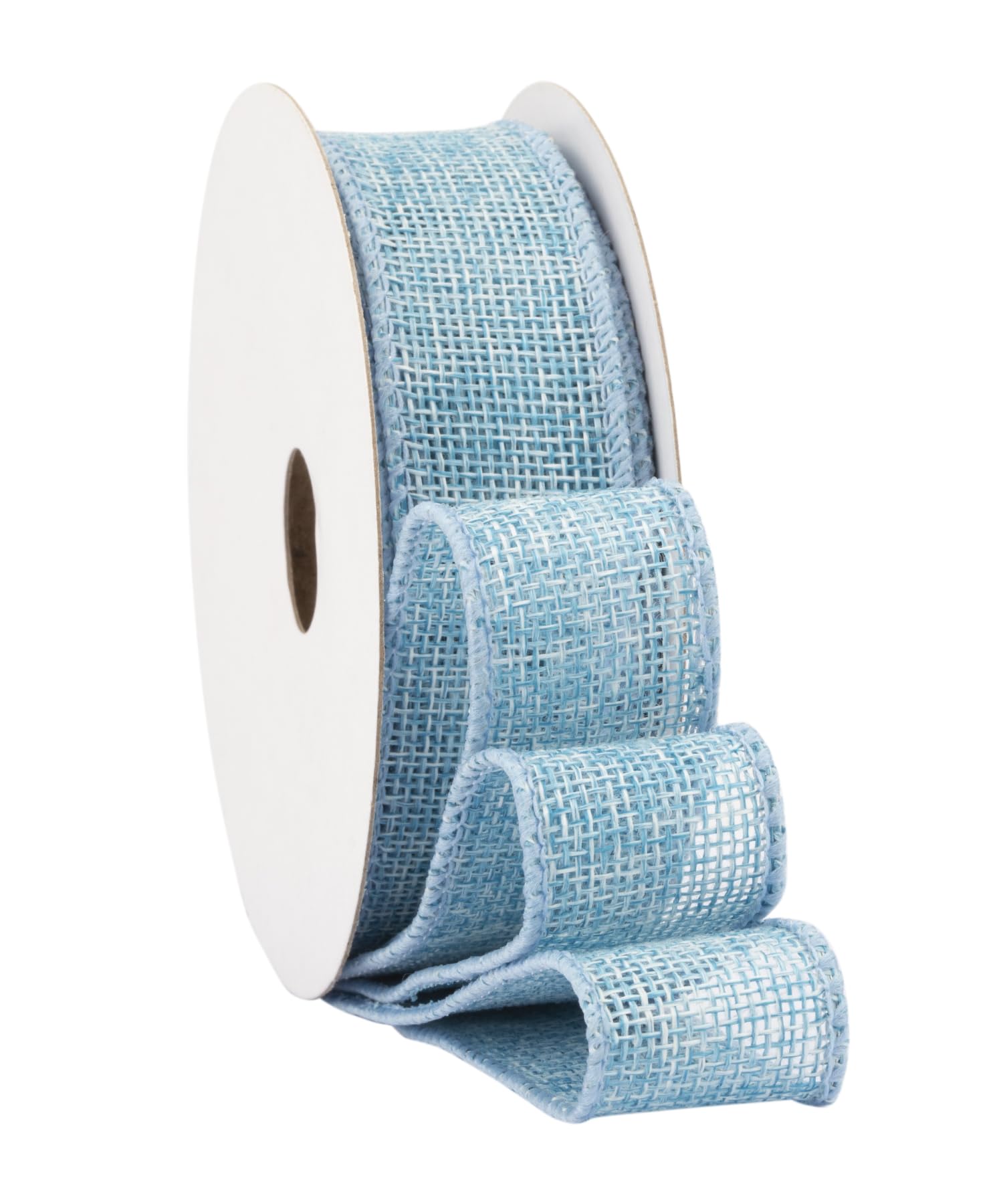 Fondersy 9-Meter Island Blue Burlap Ribbon Wired Burlap Ribbon - 25mm Width for Gift Wrapping, Floral Arrangements, Wreath Making, and Christmas Decor