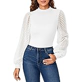 LYANER Women's Casual Mesh Sleeve Shirts Elegant Blouse Spring Tops