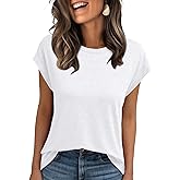 Womens Cap Sleeve Summer Tops Basic Dressy Casual T Shirts 2025 Fashion Tee
