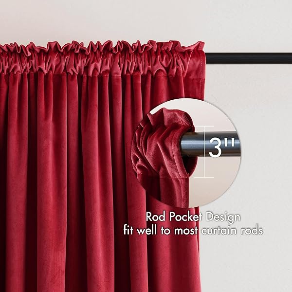 MIULEE CHRISTMAS RED VELVET CURTAINS THERMAL INSULATED BLACKOUT CURTAIN DRAPES FOR BEDROOM LIVING ROOM DARKENING 90 INCHES LONG CURTAINS PANELS ROD POCKET SET OF 2