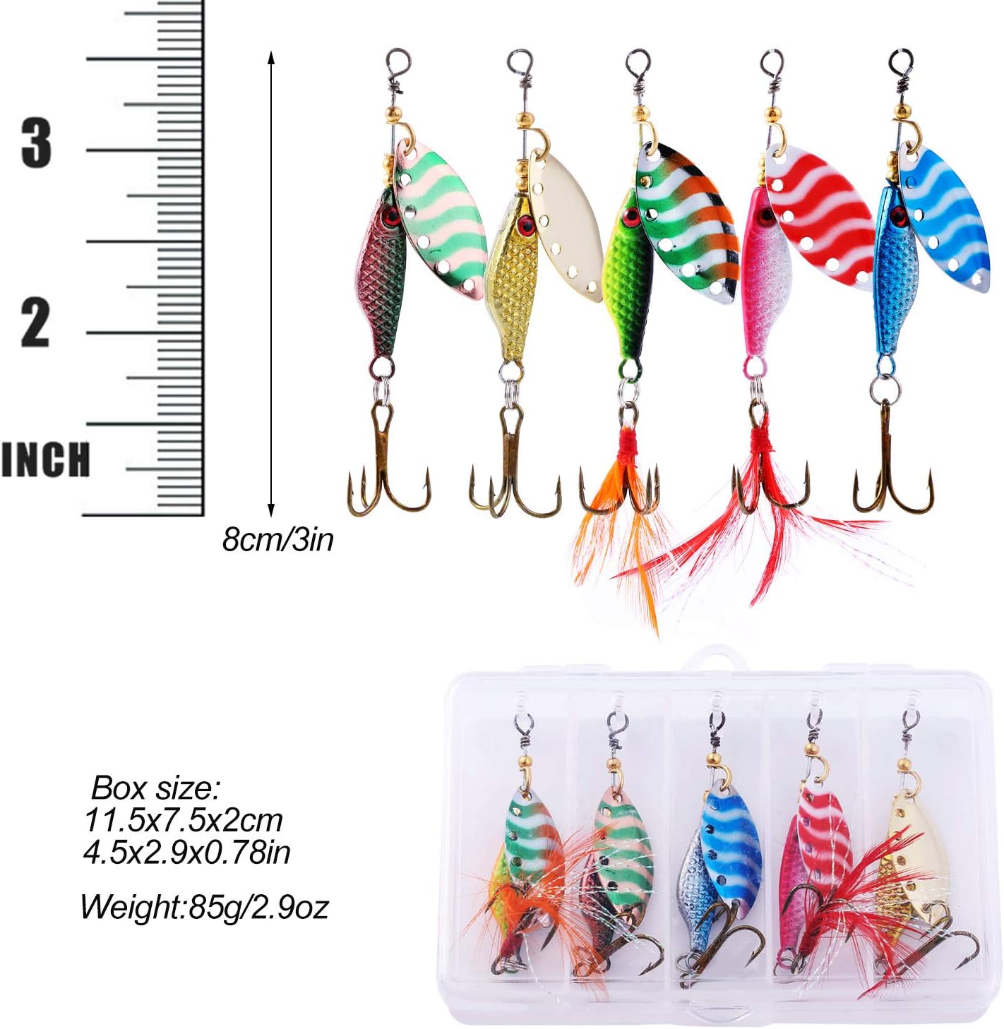Sougayilang Fishing Lure Spinnerbaits 5Pcs Spinner Baits Kit for Trout Bass Salmon … : Sports & Outdoors
