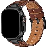 Wristitani Leather Bands Compatible with Apple Watch Band 49mm 46mm 45mm 44mm 42mm for Men, Metal Connector & Genuine Leather Replacement Straps for iWatch Ultra3/2/1 SE3/2/1 Series 11 10 9 8 7 6 5 4