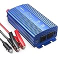 BESTEK 500W Pure Sine Wave Power Inverter DC 12V to 110V AC Car Plug Inverter Adapter Power Converter with 4.2A Dual USB Charging Ports and 2 AC Outlets Car Charger, ETL Listed, Blue