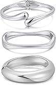 Chunky Gold Bangle Bracelets for Women, Dainty 14k Gold Plated Big Stackable Bangles Set, Trendy Statement Cuff Bracelet Stack Fashion Jewelry Gifts
