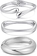 Chunky Gold Bangle Bracelets for Women, Dainty 14k Gold Plated Big Stackable Bangles Set, Trendy Statement Cuff Bracelet Stack Fashion Jewelry Gifts