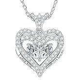 Moissanite Heart Necklace Gifts for Women, Engraved 'I LOVE YOU' Gift for Her, 18K Gold Vermeil 925 Sterling Silver Eternity Love Jewelry Gifts for Valentines, Anniversary, Birthday, Wedding