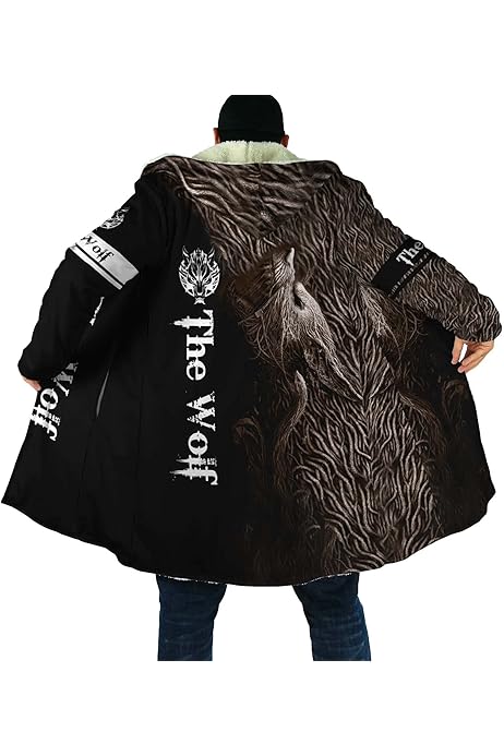 Velvet Skin Coat Norse Mythology Odin Fenrir Wolf Thick Fleece Zip
