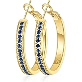 OOOPEL Large Rhinestone Hoops Sparkly Big CZ Hoop Earrings for Women Non Tarnish 925 Sterling Silver/Gold Plated Rhinestone Earrings for Sensitive Ears 20/30/40/50/60/70mm