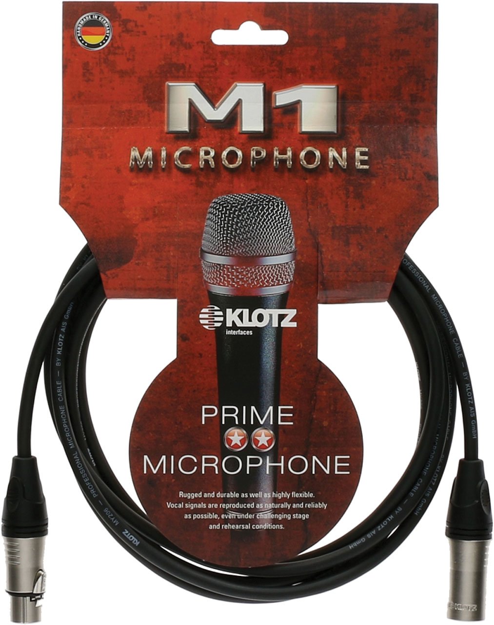 Klotz M1K1FM0300 Microphone Cable, Male to Female, 10'
