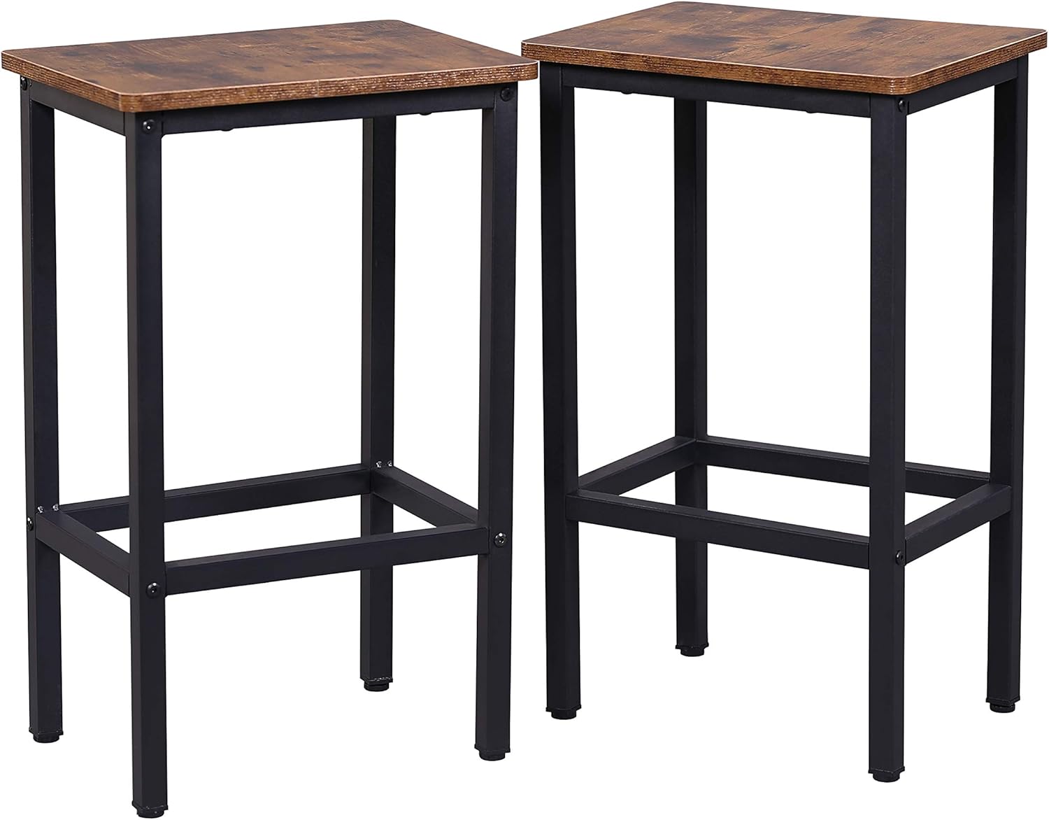 XPELKYS Industrial Bar Stools, Adjustable Swivel Bar Chairs, Pub Kitchen Counter Height, Retro Brown,Set of 2