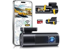 GKU Dash Cam Front and Rear, 4K 60fps＋2.5K Dashcam,STARVIS Sensor, HDR, 5G WiFi GPS, 24H Parking Mode, Night Vision, 170°Wide Angle, Dash Camera for Cars with 1.47 Display, 64G SDcard (Black)